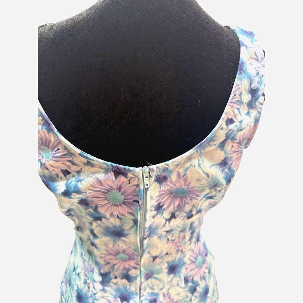 All that Jazz 90s Blue daisy floral retro poly sheath dress - Picture 5 of 6